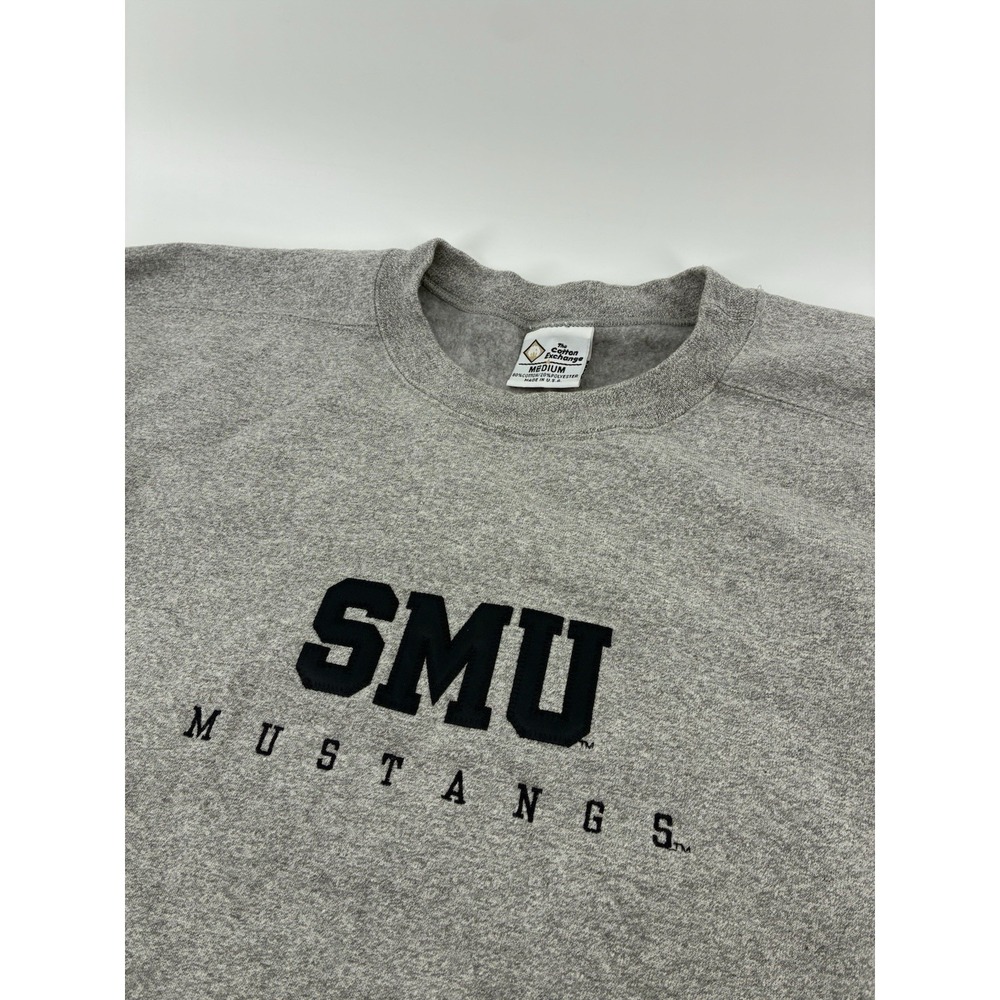 Vintage 90s‎ SMU Mustangs Crewneck Sweatshirt Medium USA Made Gray College NCAA